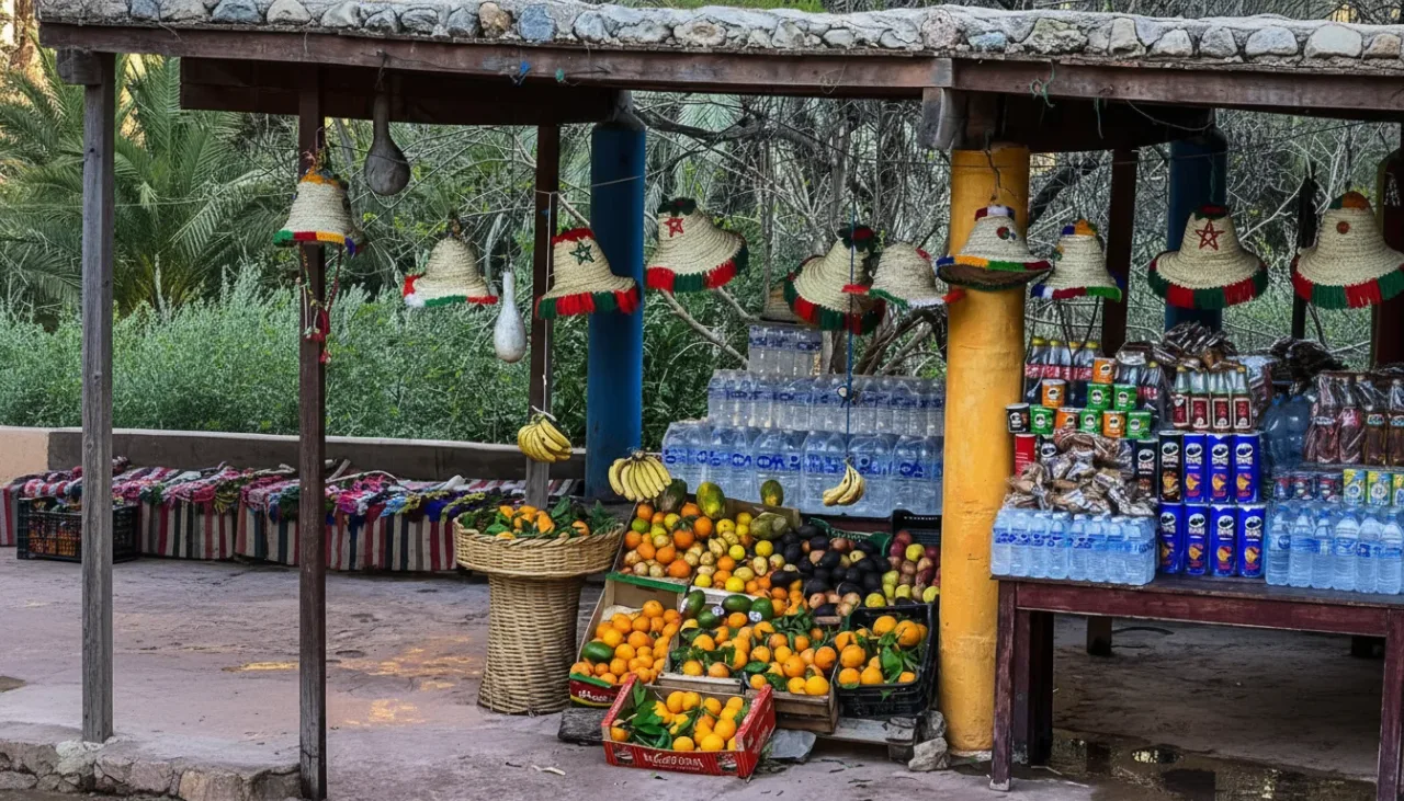 Villages berbères dans l’Atlas au-dessus d’une gorge rocheuse