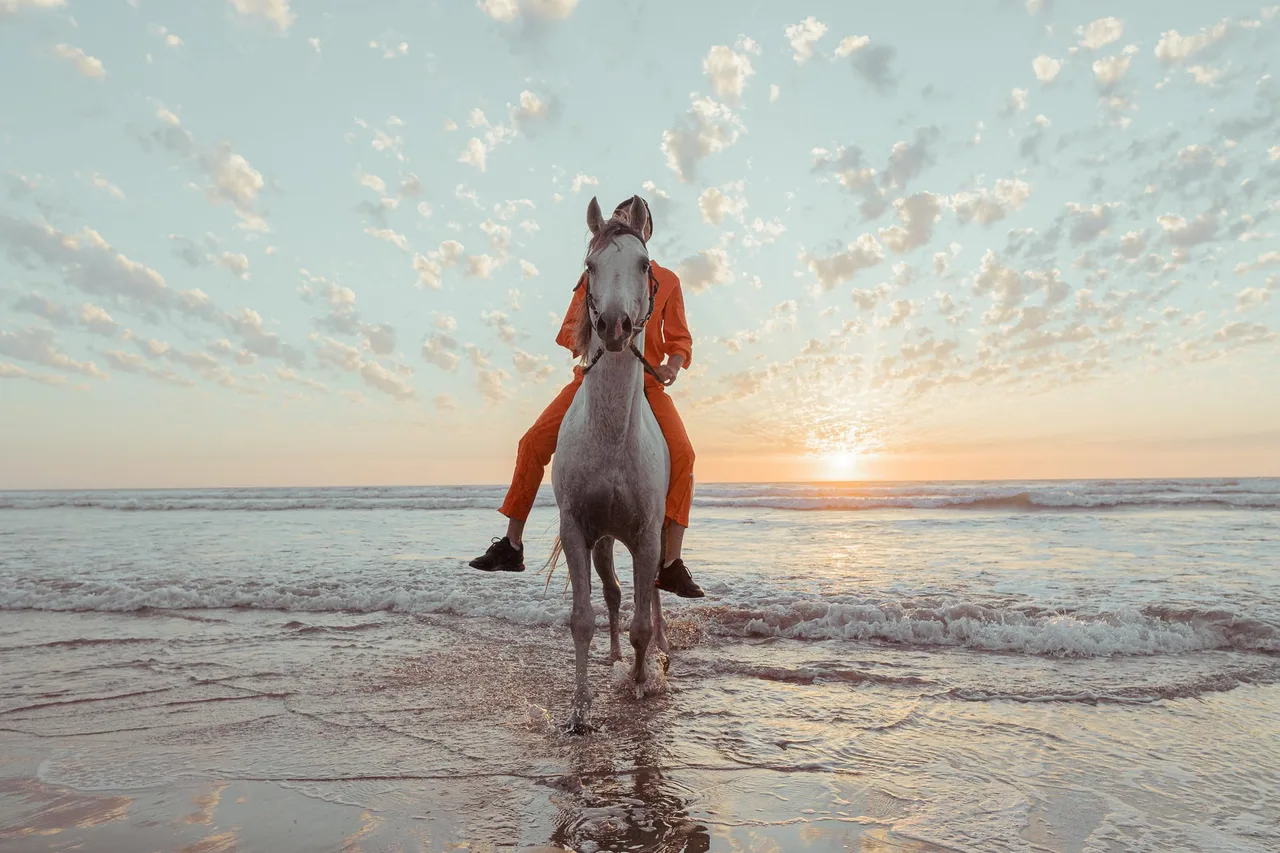 Horse riding along the Atlantic shore