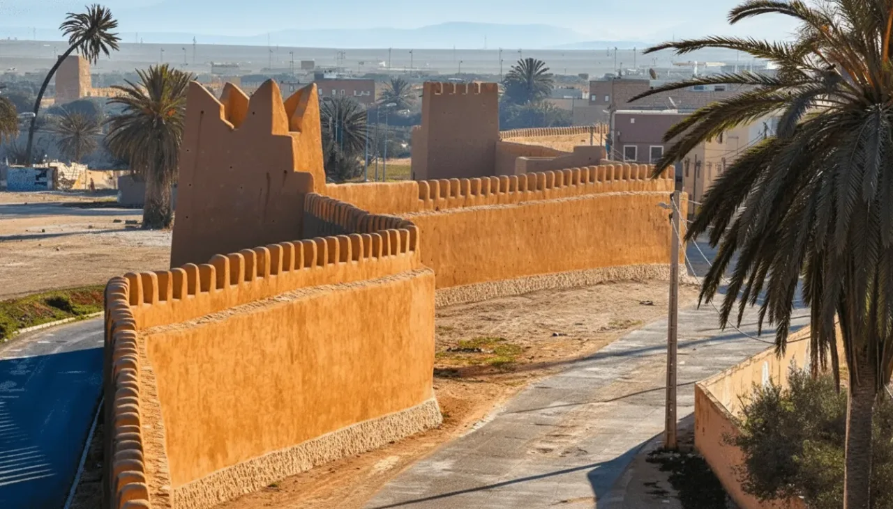 Traditional Moroccan lunch spread overlooking the Atlantic
