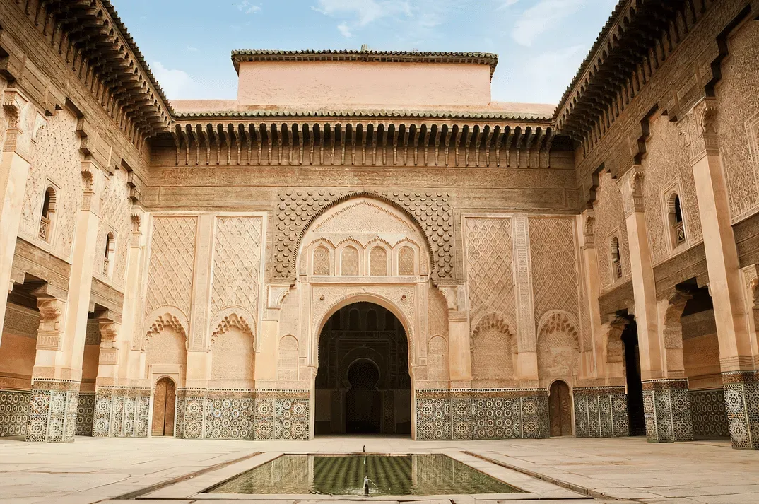 Traditional Moroccan arches in the Bahia Palace Marrakech