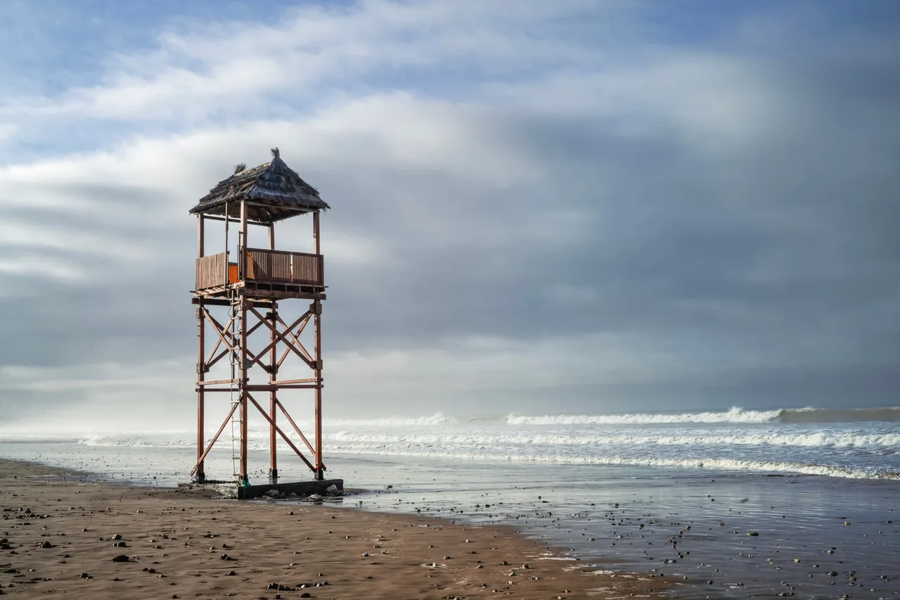 Seaside lifeguard tower on Agadir beach